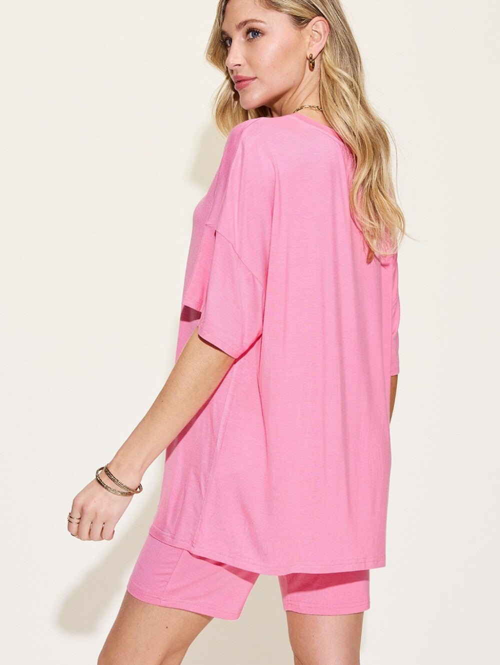 Easygoing V-Neck Shorts Set - Pink - Picture 3 of 8